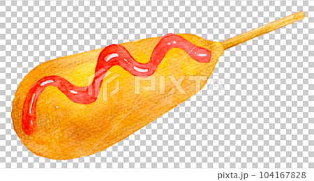 水彩イラスト　アメリカンドッグ　コーンドッグ 104167828