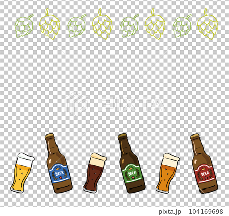 手描きのビールとホップのフレーム　イラスト 104169698