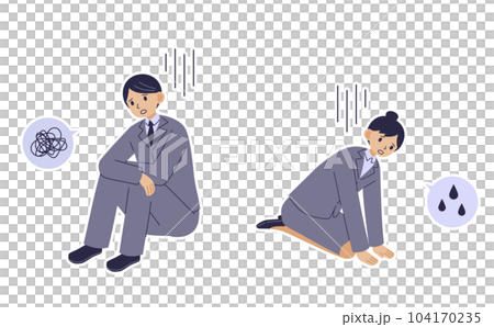 Men and women in suits sitting depressed 104170235