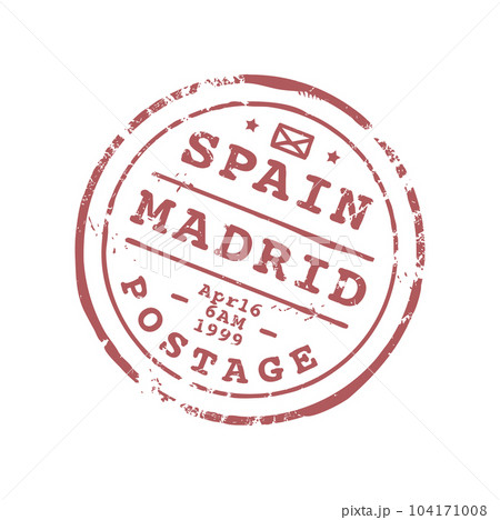 Spain Madrid postage passport visa travel stamp, Europe immigration office border control mark. Vector arrival visa in airport template 104171008