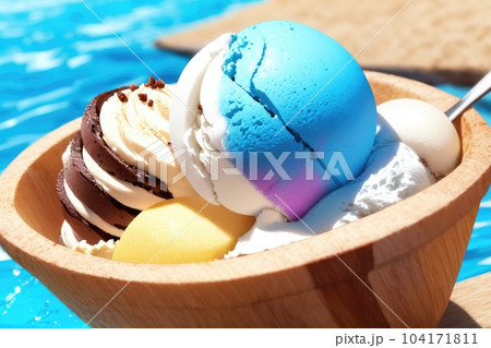 《AI画像》カラフルなアイスクリーム 104171811