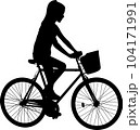 school girl riding bicycle silhouette - vector artwork 104171991