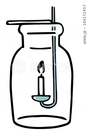 集気瓶と燃焼さじ単色 集気瓶と燃焼さじ単色 104172457