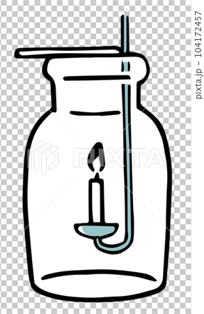 集気瓶と燃焼さじ単色 集気瓶と燃焼さじ単色 104172457