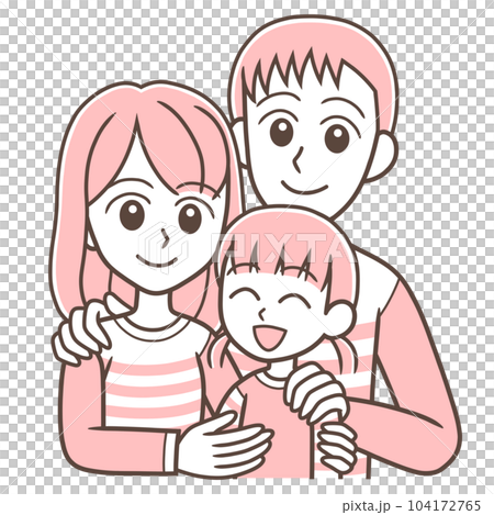 Three parents and children snuggling up with a smile 104172765