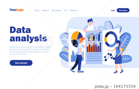 Data analysis flat landing page template Data analysis flat landing page template 104173559