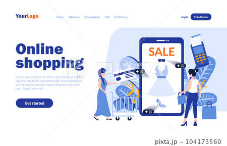 Online shopping vector landing page template 104173560
