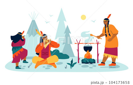 Cook food for the tribe - modern colored vector illustration Cook food for the tribe - modern colored vector illustration 104173658