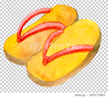 水彩イラスト 手描きイラスト 草履 水彩イラスト 手描きイラスト 草履 104173662