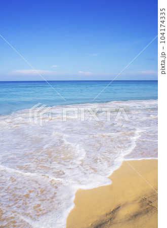 Blue sea with beach sand landscape nature in blue sky sunshine day 104174335