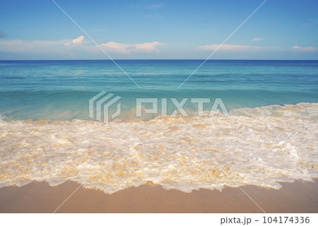 Blue sea with beach sand landscape nature in blue sky sunshine day 104174336