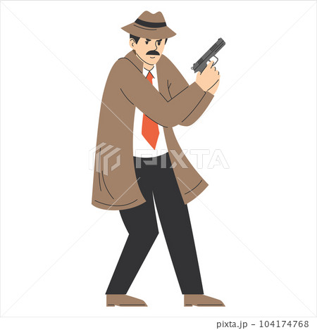 Private detective with a gun vector isolated. 104174768