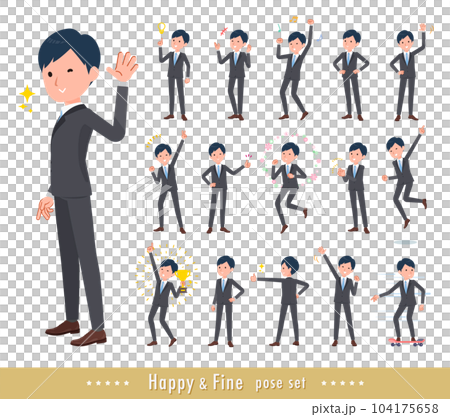 一組商人做充滿活力的姿勢 104175658
