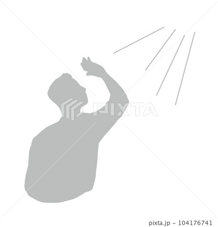 日差しを気にしてまぶしいしぐさをする男性のイラスト　 104176741