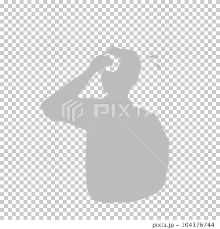 一個男人擦汗灰色的剪影插圖 一個男人擦汗灰色的剪影插圖 104176744