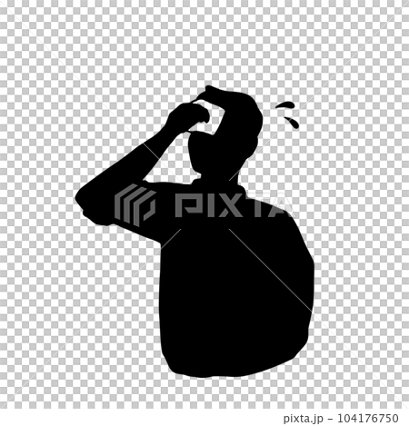 一個男人擦黑汗的剪影插圖 104176750