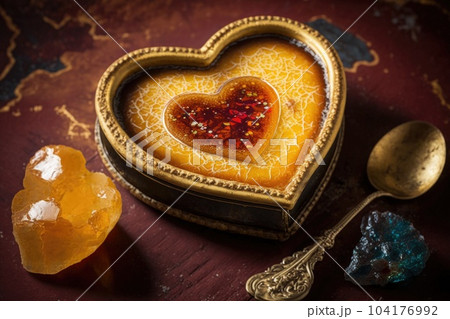 heart-shaped crꣃ洀攀 戀爀쌀»l꧃攀 眀椀琀栀 愀 挀爀愀挀欀攀搀 挀愀爀愀洀攀氀椀稀攀搀 猀甀最愀爀 琀漀瀀瀀椀渀最 椀渀 琀栀攀 挀攀渀琀攀爀Ⰰ 挀爀攀愀琀攀搀 眀椀琀栀 最攀渀攀爀愀琀椀瘀攀 愀椀� 104176992
