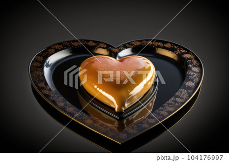 heart-shaped crꣃ洀攀 戀爀쌀»l꧃攀 猀椀琀琀椀渀最 漀渀 戀氀愀挀欀 瀀氀愀琀攀Ⰰ 氀漀漀欀椀渀最 攀氀攀最愀渀琀 愀渀搀 爀攀昀椀渀攀搀Ⰰ 挀爀攀愀琀攀搀 眀椀琀栀 最攀渀攀爀愀琀椀瘀攀 愀椀� 104176997