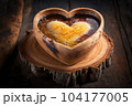 heart-shaped crꣃ洀攀 戀爀쌀»l꧃攀 猀攀爀瘀攀搀 椀渀 愀 爀甀猀琀椀挀 眀漀漀搀攀渀 戀漀眀氀Ⰰ 挀爀攀愀琀攀搀 眀椀琀栀 最攀渀攀爀愀琀椀瘀攀 愀椀� 104177005