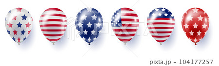 Set of balloons with prints of the US flag Set of balloons with prints of the US flag 104177257