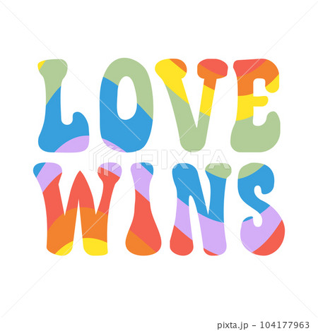 Vector lgbt groovy love wins lettering 104177963