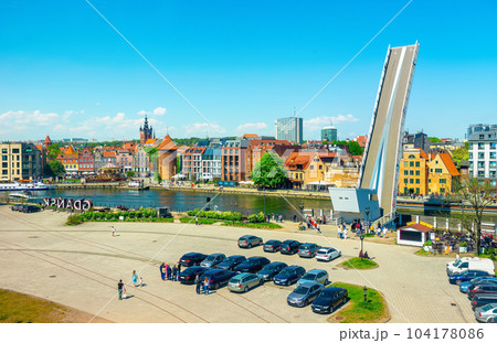 Pedestrian bridge in Gdansk Pedestrian bridge in Gdansk 104178086