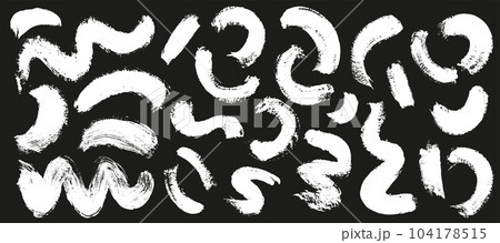 Grunge brush swirl set. Vector stock illustration isolated on black chalkboard background for design template presentation, social media. EPS10 104178515