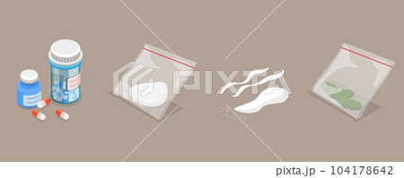 3D Isometric Flat Vector Set of Illegal Drugs 3D Isometric Flat Vector Set of Illegal Drugs 104178642