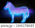 Zebra. Abstract, neon, multicolored portrait of zebra on a dark background 104178685