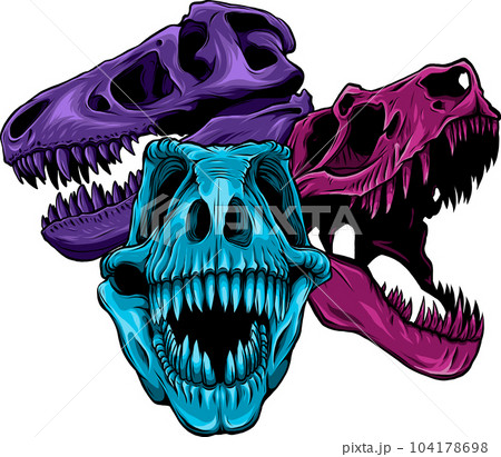vector illustration of set of skulls of dinosaur vector illustration of set of skulls of dinosaur 104178698