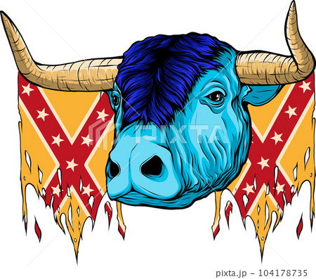 vector illustration of Confederate flag with buffalo head 104178735