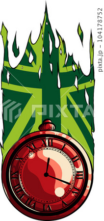 vector illustration of pocket watch with british flag 104178752