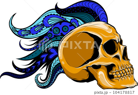 vector illustration of Skull with mandala on background 104178817