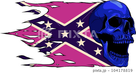 Human skull with Confederation flag isolated on white background 104178819