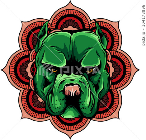vector illustration of dog head with decorative ornaments and doodle elements. vector illustration of dog head with decorative ornaments and doodle elements. 104178896
