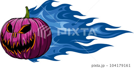 vector illustration halloween pumpkin with fire on white background 104179161