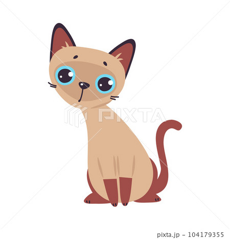 Funny Brown Cat with Cute Snout as Domestic Pet Sitting Vector Illustration 104179355