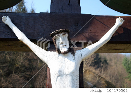 Roadside Crucifix in Zagorje region, Croatia Roadside Crucifix in Zagorje region, Croatia 104179502