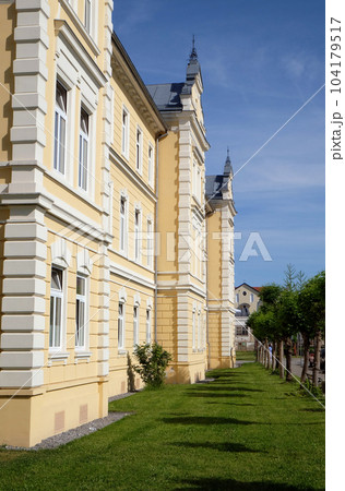 Kursalon in Lipik, largest and most representative building in Lipik health resort is now used as a hospital. Lipik, Croatia 104179517