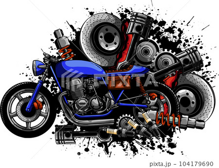 Vector illustration of motorbike with Spares design Vector illustration of motorbike with Spares design 104179690