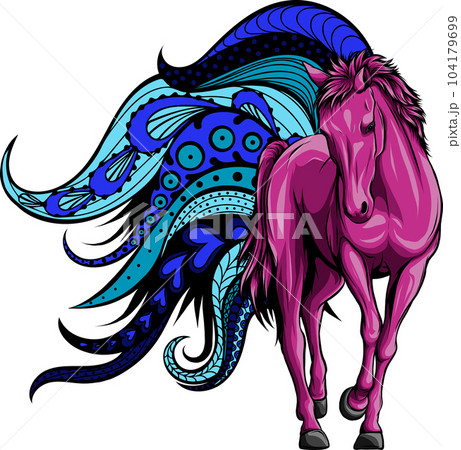 vector Illustration of a horse with mandala vector Illustration of a horse with mandala 104179699