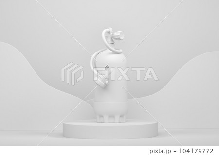 Diving tank for snorkeling on cylinder podium with step on monochrome 104179772