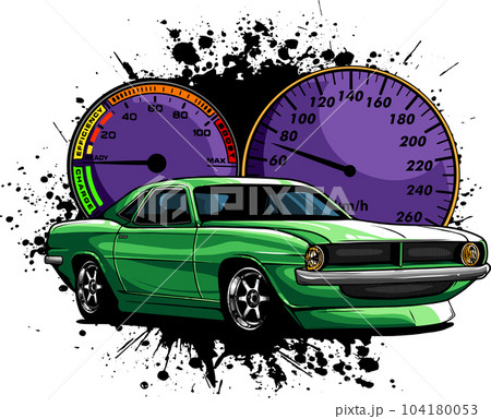 vector illustration of customized muscle car with dashboard vector illustration of customized muscle car with dashboard 104180053