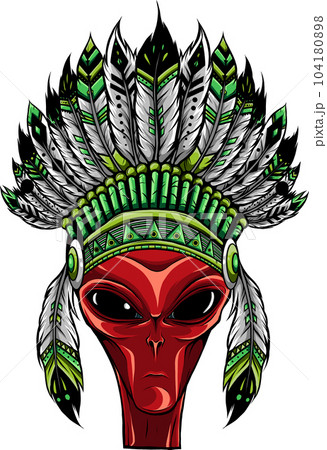 Alien head in indian headdress vector illustration on white background 104180898