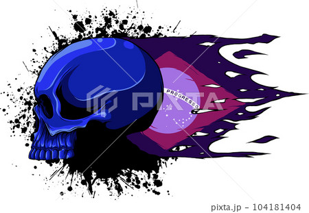 human skull with brazil flag vector illustration 104181404