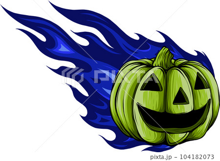 vector illustration halloween pumpkin with fire on white background 104182073