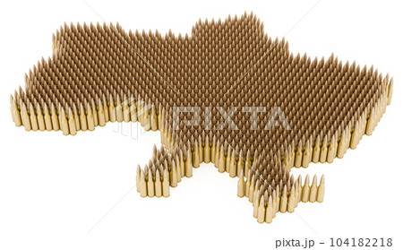Ukrainian map from bullets, 3D rendering Ukrainian map from bullets, 3D rendering 104182218