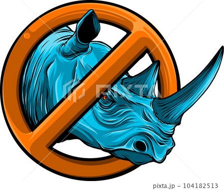 vector No Rhinoceros Sign on White Background 104182513