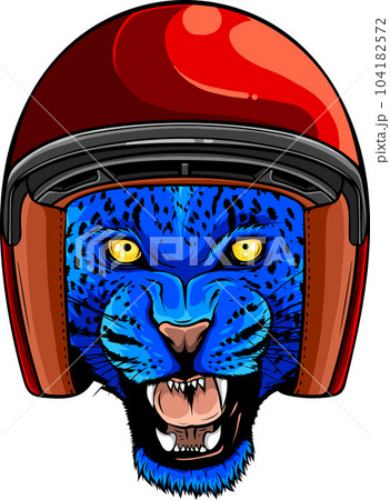 vector illustration of Leopard in Vintage Helmet. 104182572