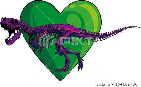 vector illustration of dinosaur skeleton Tyrannosaurus with heart vector illustration of dinosaur skeleton Tyrannosaurus with heart 104182786